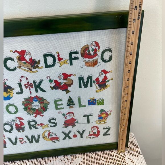 Christmas alphabet needlepoint frame || Christmas themed wall art || 2001’ Circa - Picture 5 of 10